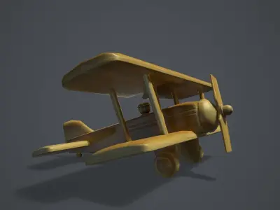 Wooden Airplane Toy  Low-poly 3D model