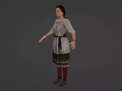 Native American Woman Low-poly 3D model
