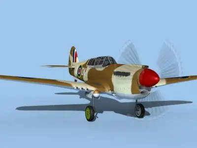 Curtiss P-40N Tomahawk V01 RAF 3D model