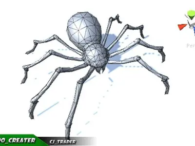 Low-Poly Spider Rigged Animated 3d model Low-poly 3D model