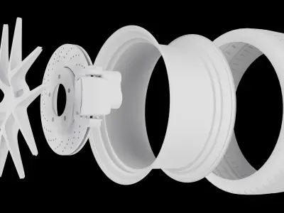 Car wheel part 3D model