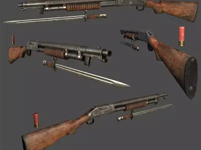 3DRT - Modern Firearms Animated - Winchester m1897 Low-poly 3D model