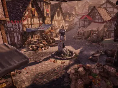 Medieval Village Environment-Camelot Low-poly 3D model