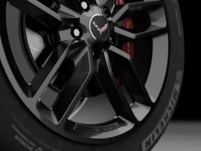 Michelin Pilot Sport 4 Tire and Corvette Rim Free 3D model