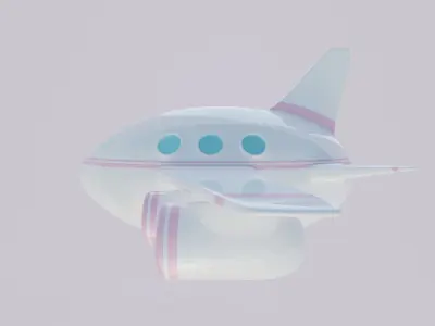 Airliner Airplane - Clouds and Background - Cartoon-Toy Jetplane 3D model