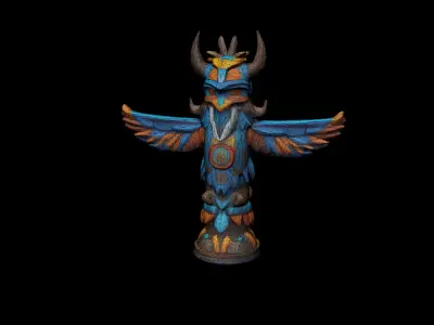 Low Poly Stylized Aztec Totem AI Low-poly 3D model