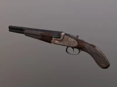 Game Ready Sawed off double barrel Shotgun Low-poly 3D model