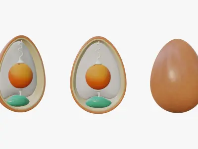 Anatomy Of Bird Egg Low-poly 3D model