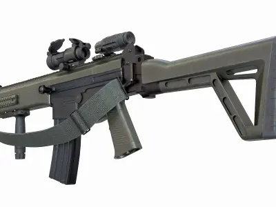 Vertical Foregrip and Rifle Sling Low-poly 3D model