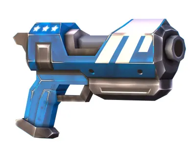 LowPoly Sci-Fi Cartoon Pistol Gun Low-poly 3D model