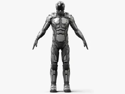 Futuristic Armored Robot Rigged for Maya 3D model
