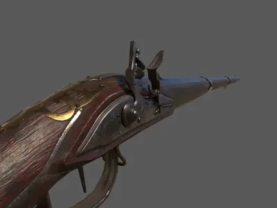 Flintlock Musket Low-poly 3D model