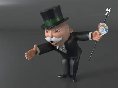 Mr Monopoly Handshake Pose for 3D Print 3D print model