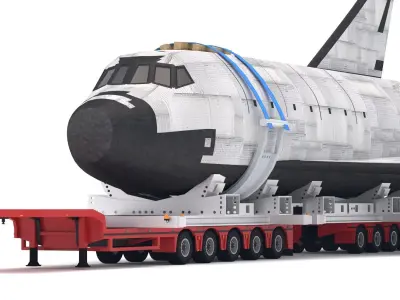 Lowboy Trailer with Space Shuttle 3D model