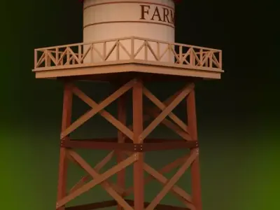 Cartoon Water Tower 3D model
