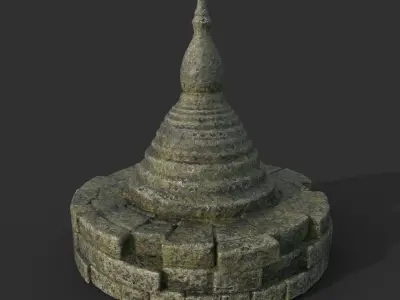 Low poly Mossy Mossy Ruin Asia Temple Pack Low-poly 3D model