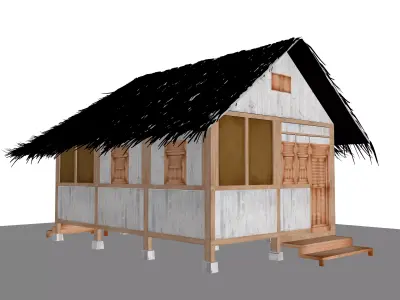 Sundanese traditional Suhunan Parahu Kumereb Low-poly 3D model