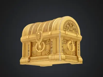 Golden Chest Free Free low-poly 3D model