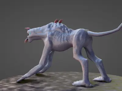 Alien dog creature Low-poly 3D model