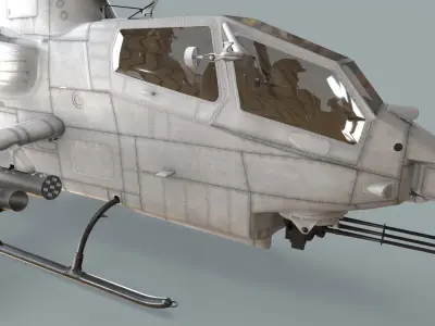Bell AH-1S Cobra Blank Basic Animation Low-poly 3D model