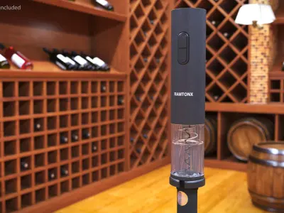 Wine Opener on Bottle Animated 3D model
