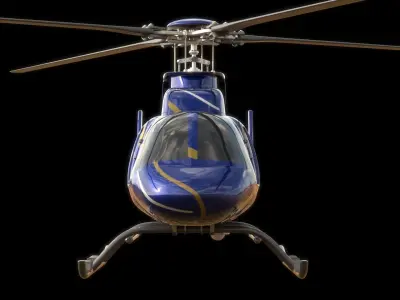 Helicopter - Bell Chopper - Exterior and Interior  3D model