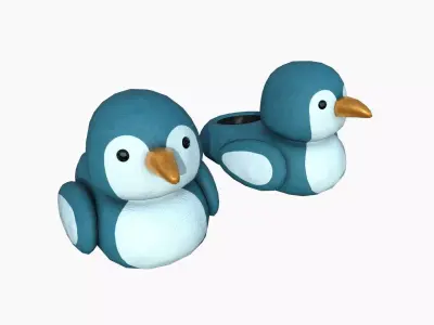 Slippers J02 Blue Penguim Bird - Costume Character Design Low-poly 3D model