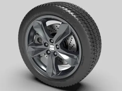 3D Seat VW rim wheel 7x17 BBS design 4815 with tyre brakes 3D model