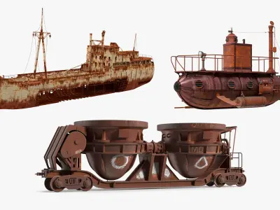Rusty Vehicles Collection 3D model