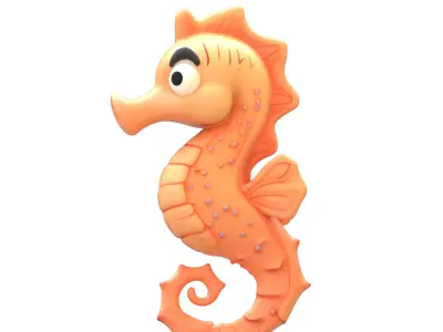 Cartoon Seahorse Low-poly 3D model