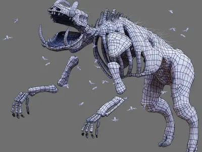 Undead Boar Skeleton Low-poly 3D model