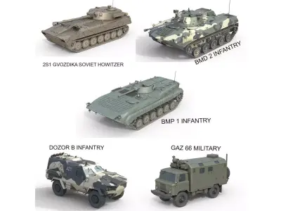 5 Military Vehicles Collection v23 Low-poly 3D model