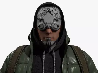 Cyberpunk Robot Mecha Character - Male Low-poly 3D model