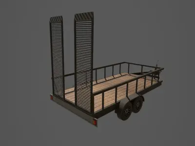 Car Trailer Low-poly 3D model