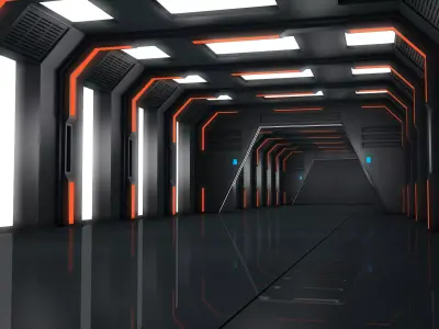 Low Poly Sci Fi Corridor 3D model