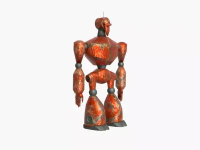 Rusty red robot Low-poly 3D model