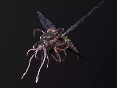Flying insect Low-poly 3D model