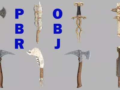 Medieval Polearms Weapon Pack 02 Low-poly 3D Model Low-poly 3D model