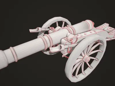 Cannon Louis XIV Medieval Low-poly 3D model
