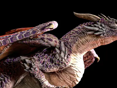 Dragon orange flying Low-poly 3D model