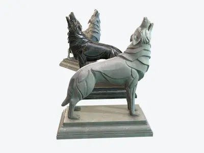 Howling Wolf Low-poly 3D model