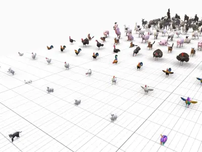 Farm Animals Pack Low-poly 3D model