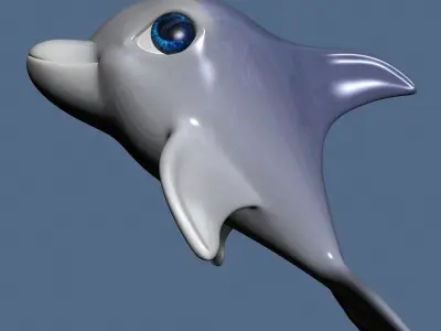 Cartoon Dolphin RIGGED Low-poly 3D model