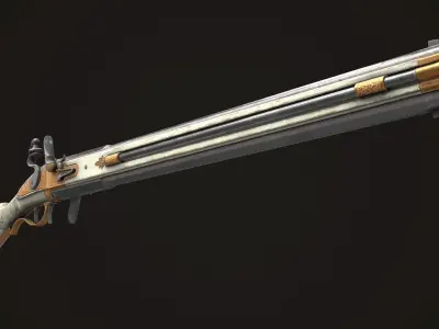 Double-barreled Flintlock Rifle White Low-poly 3D model
