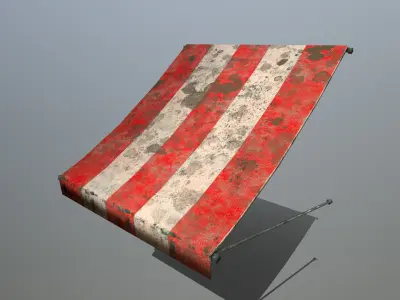 awning set striped tent Low-poly 3D model