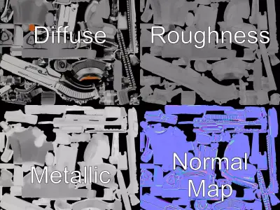 Tactical Black Rifle model pack Low-poly 3D model