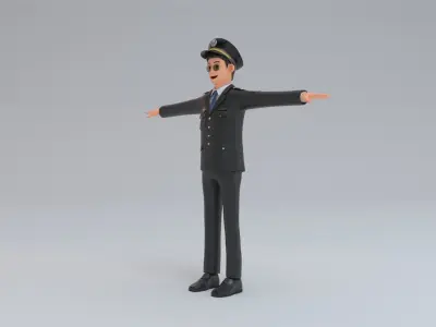 Airline Pilot captain Low-poly 3D model
