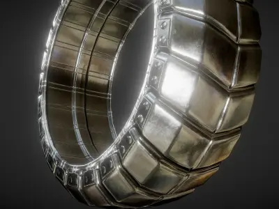 Futuristic Tire Silver Version Low-poly 3D model