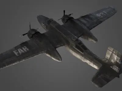 Douglas B-26 Invader Airplane Military 3d Model Low-poly 3D model