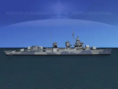 Fletcher Class Destroyer DD-473 USS Bennett 3D model
